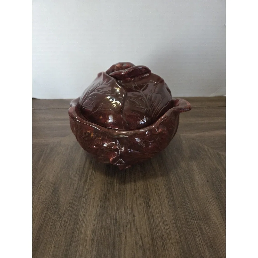 Purple Cabbage Dish, Holland Ceramic Vintage, Farmhouse Cottagecore MCM